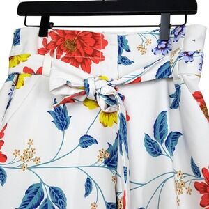 7th Avenue Floral Print Belted Pants High Waist Career Casual 6 0244